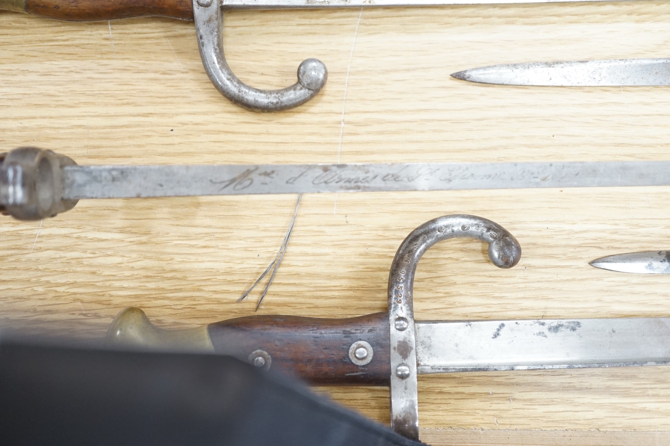 A group of six 19th century French bayonets